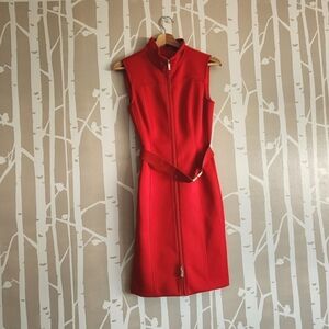 Tommy Hilfiger: Red Zip-Up Midi Dress